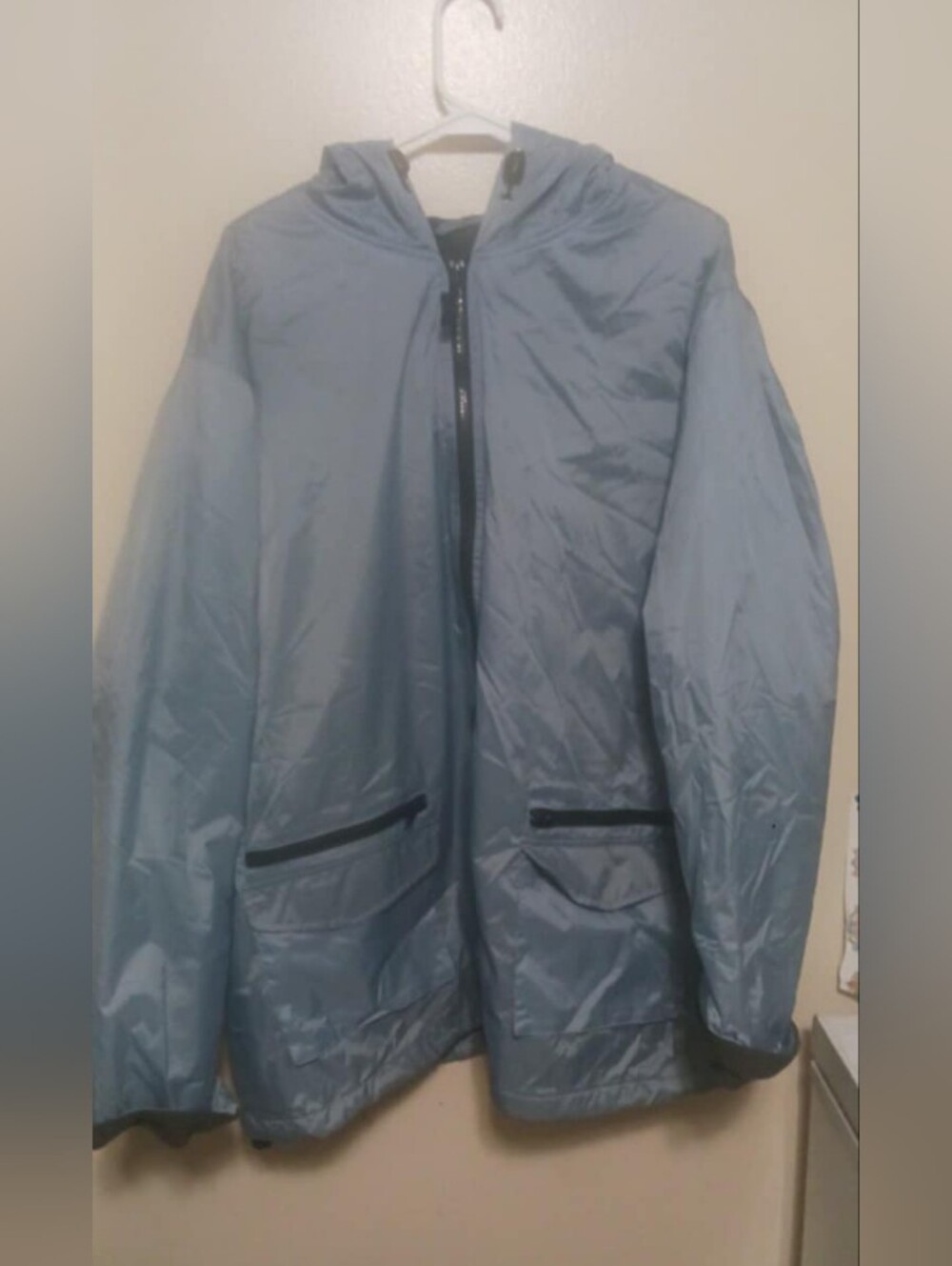 Roaman's Light Blue Lake Nylon Fleece Hooded Windbreaker  Zip Pockets 1x A-32